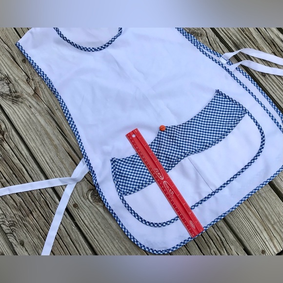 Vintage Craft Paint Cashier Smock Free Waist Pocket Pinafore Apron Craft Show - Picture 6 of 9